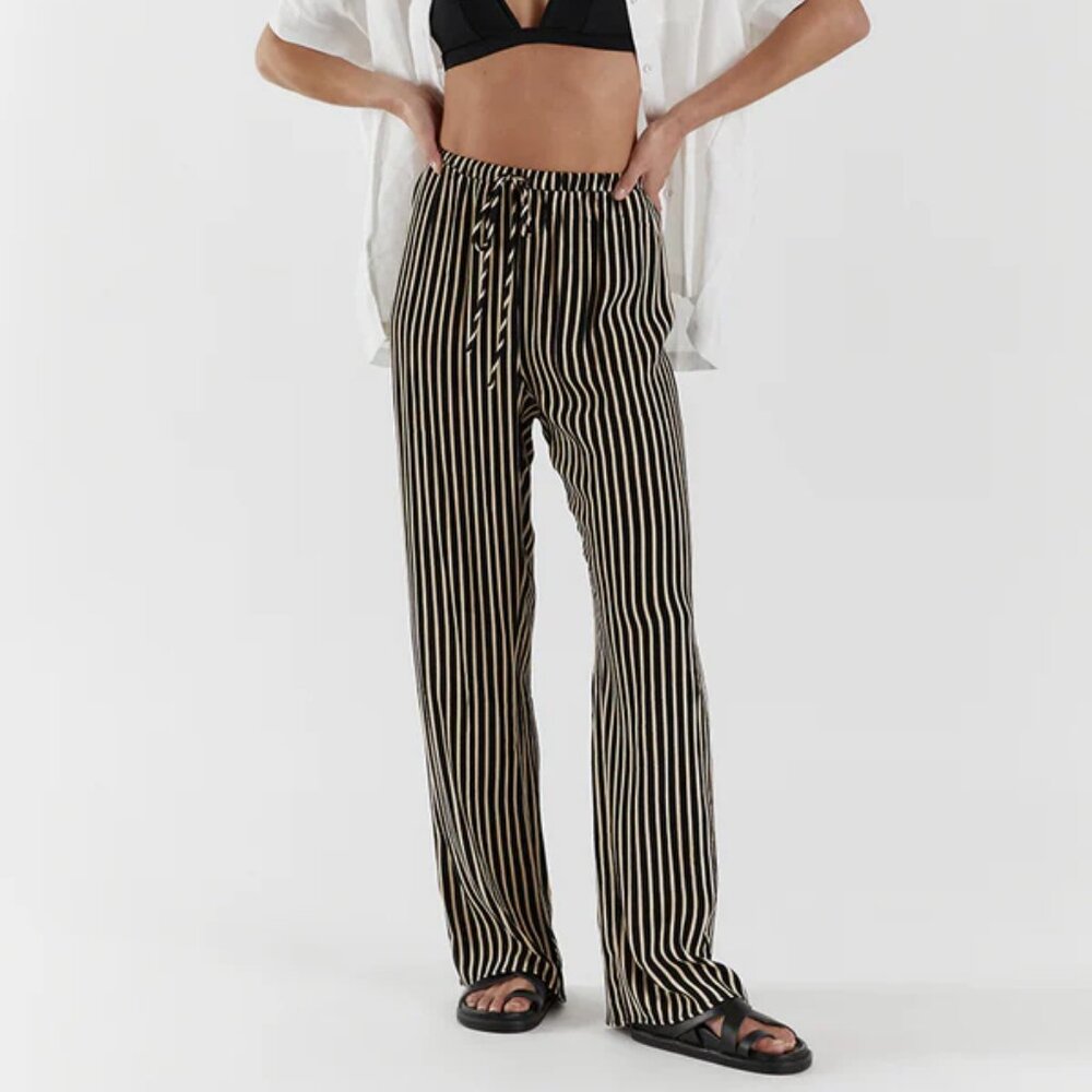 Dissh Rory Stripe Drawstring Pant in Black
